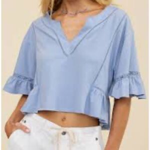 aerie flowy cropped notch neck t-shirt